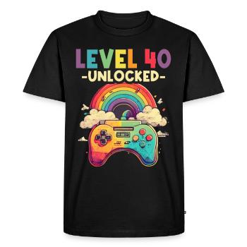 Niveau 40 ans Gaming 40s 40 Anniversaire - T-shirt Premium bio Homme - noir - Devant - Nico (187cm)