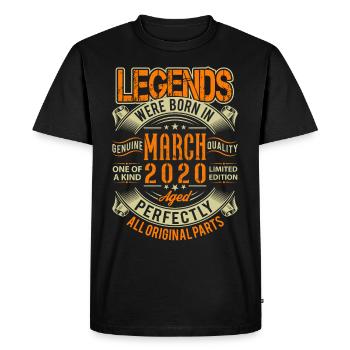 Légende de l’anniversaire de mars 2020 - T-shirt Premium bio Homme - noir - Devant - Nico (187cm)