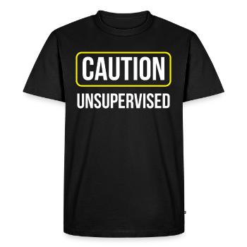 Attention sans surveillance sans surveillance Sarcastique non supervisé - T-shirt Premium bio Homme - noir - Devant - Nico (187cm)