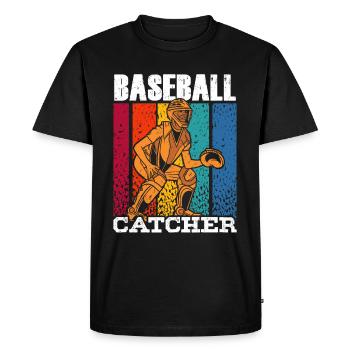 Baseball Catcher Baseball Catcher Player Hobby - Men's Premium Organic T-Shirt - black - Front - Nico (187cm)