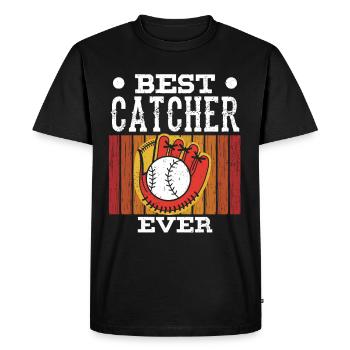 Best Catcher Ever Catcher Baseball Hobby - Men's Premium Organic T-Shirt - black - Front - Nico (187cm)