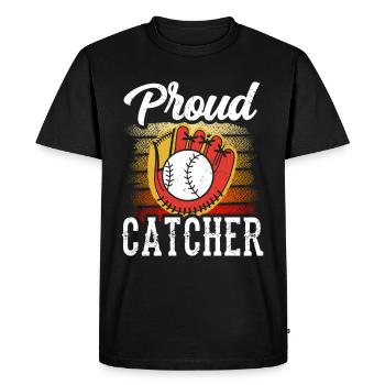 Proud Catcher Hobby Player Catcher Baseball - Men's Premium Organic T-Shirt - black - Front - Nico (187cm)