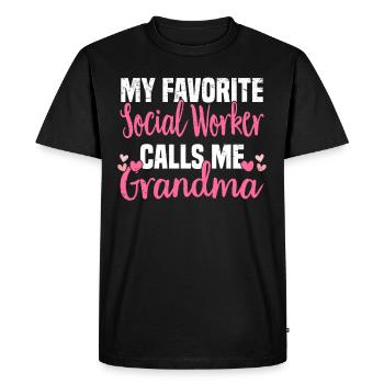 Travail social Travail social Grand-mère en travail social - T-shirt Premium bio Homme - noir - Devant - Nico (187cm)