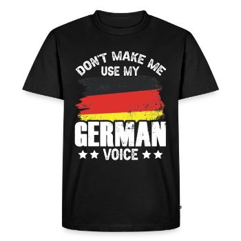 Don't force my German voice German - Men's Premium Organic T-Shirt - black - Front - Nico (187cm)