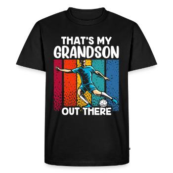 C’est mon petit-fils là-bas passe-temps sportif de football - T-shirt Premium bio Homme - noir - Devant - Nico (187cm)