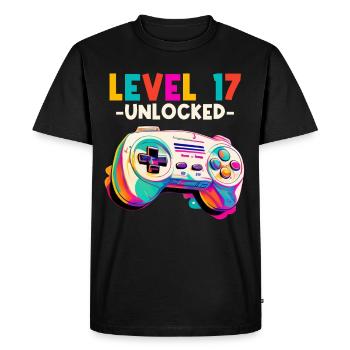 Niveau 17 ans Gaming 17 17 Anniversaire - T-shirt Premium bio Homme - noir - Devant - Nico (187cm)