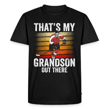 Voici mon petit-fils là-bas au passe-temps de hockey - T-shirt Premium bio Homme - noir - Devant - Nico (187cm)