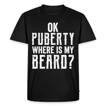 Ok puberté où est ma barbe? Adolescent adulte - T-shirt Premium bio Homme - noir - Devant - Nico (187cm)
