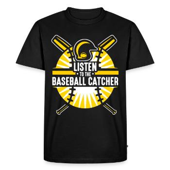Écouter le receveur de baseball Hobby - T-shirt Premium bio Homme - noir - Devant - Nico (187cm)