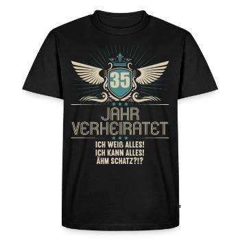 35 Jahr verheiratet weiß alles 35.Hochzeitstag - Männer Premium Bio T-Shirt - Schwarz - Vorne - Nico (187cm)