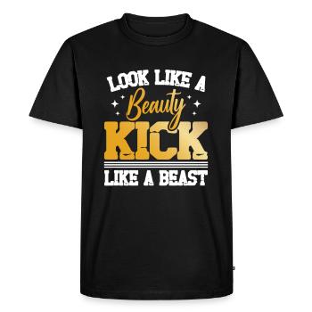 On dirait un coup de pied de beauté comme une bête de karaté - T-shirt Premium bio Homme - noir - Devant - Nico (187cm)