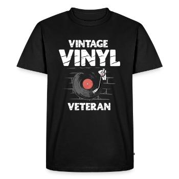 Vintage Vinyl Vétéran Audiophile Mélomane - T-shirt Premium bio Homme - noir - Devant - Nico (187cm)