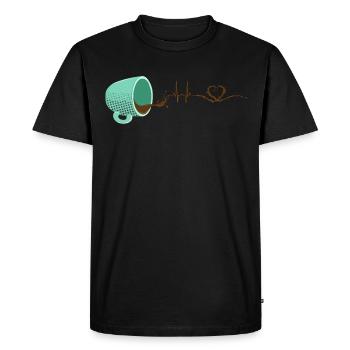 ECG au café Heartbeat - T-shirt Premium bio Homme - noir - Devant - Nico (187cm)