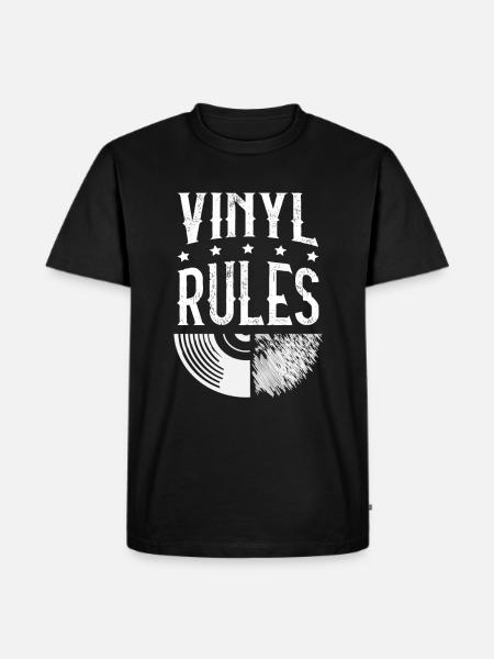 Vinyl Rules Audiophile - Männer Premium Bio T-Shirt - Schwarz