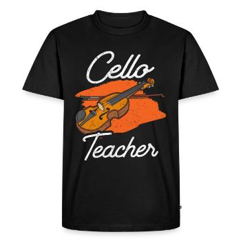 Professeur de violoncelle Professeur de violoncelle Violoncelles Violoncelliste Musicien - T-shirt Premium bio Homme - noir - Devant - Nico (187cm)