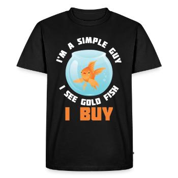 Simple Guy Lake Goldfish J’achète carp Japan Aquarium - T-shirt Premium bio Homme - noir - Devant - Nico (187cm)