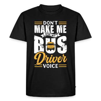 Mon chauffeur de bus exprime son voyage en autocar - T-shirt Premium bio Homme - noir - Devant - Nico (187cm)