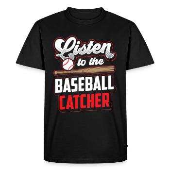 Écouter le receveur de baseball Hobby - T-shirt Premium bio Homme - noir - Devant - Nico (187cm)