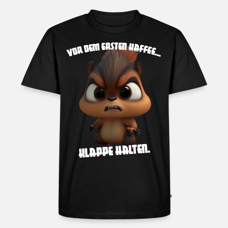 süßes Eichhörnchen mit Spruch Kaffee - Männer Premium Bio T-Shirt - Schwarz