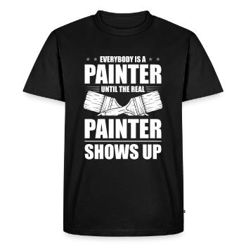 Jusqu’à ce que le vrai peintre apparaisse - T-shirt Premium bio Homme - noir - Devant - Nico (187cm)