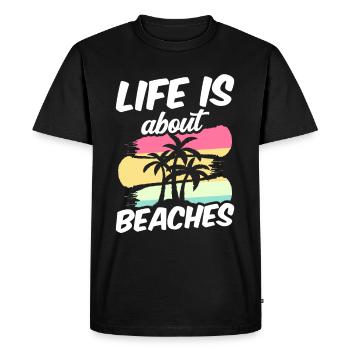 La vie se compose de plages vacances plage plage - T-shirt Premium bio Homme - noir - Devant - Nico (187cm)