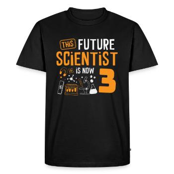 This future scientist is now 3. - Men's Premium Organic T-Shirt - black - Front - Nico (187cm)