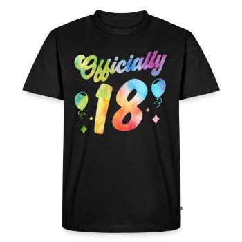 Officiellement 18 Dix-huit ans Anniversaire de l’enfant - T-shirt Premium bio Homme - noir - Devant - Nico (187cm)