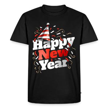 Chapeau de fête, serpent d’air et confettis pour une nouvelle fête - T-shirt Premium bio Homme - noir - Devant - Nico (187cm)