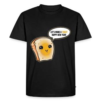 Slice of Bread Making A Toast For A Happy New Year - Men's Premium Organic T-Shirt - black - Front - Nico (187cm)