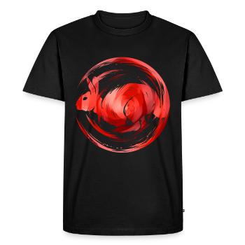 Logo de lapin rond rouge pour le Nouvel An chinois 2023 - T-shirt Premium bio Homme - noir - Devant - Nico (187cm)