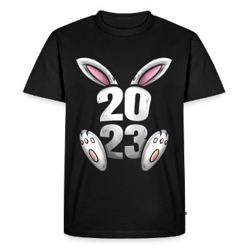 2023 Avec des oreilles et des pattes de lapin - Chinois - T-shirt Premium bio Homme - noir - Devant - Nico (187cm)