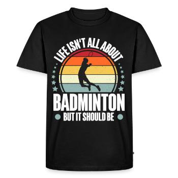 Badminton - Men's Premium Organic T-Shirt - black - Front - Nico (187cm)