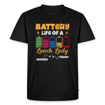 Durée de vie de la batterie d’une cafétéria Lunch Lady - T-shirt Premium bio Homme - noir - Devant - Nico (187cm)