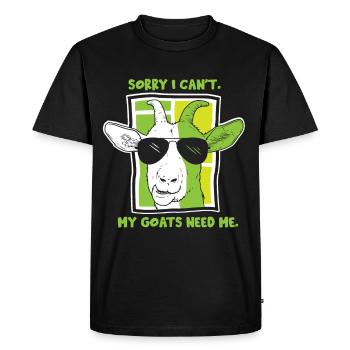 Malheureusement, mes chèvres n’ont pas besoin de moi animal - T-shirt Premium bio Homme - noir - Devant - Nico (187cm)