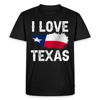 I Love Texas Texans Texan Pride Sayings - Men's Premium Organic T-Shirt - black - Front - Nico (187cm)