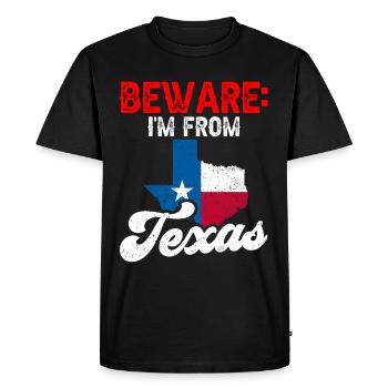 Attention: Je viens du Texas Texan Texan - T-shirt Premium bio Homme - noir - Devant - Nico (187cm)