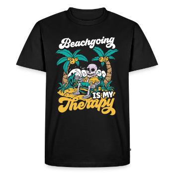 Les vacances à la plage sont ma thérapie Plage de plage - T-shirt Premium bio Homme - noir - Devant - Nico (187cm)