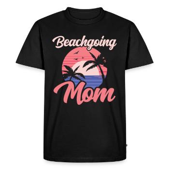Visite de la plage Mother Beach Beach Vacances sur la plage - T-shirt Premium bio Homme - noir - Devant - Nico (187cm)