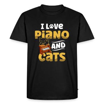 J’aime piano et chats musicien pianiste chat - T-shirt Premium bio Homme - noir - Devant - Nico (187cm)