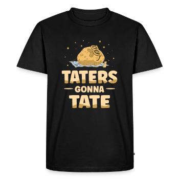 Taters going to Tate Potato Lovers Vegetarian - Men's Premium Organic T-Shirt - black - Front - Nico (187cm)