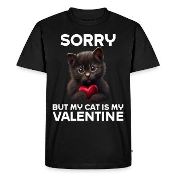 Désolé, mais mon chat est mon Valentin - T-shirt Premium bio Homme - noir - Devant - Nico (187cm)