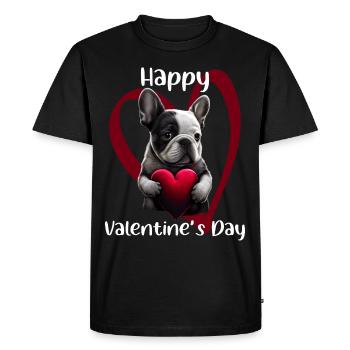 Happy Valentine's Day French Bulldog - Men's Premium Organic T-Shirt - black - Front - Nico (187cm)