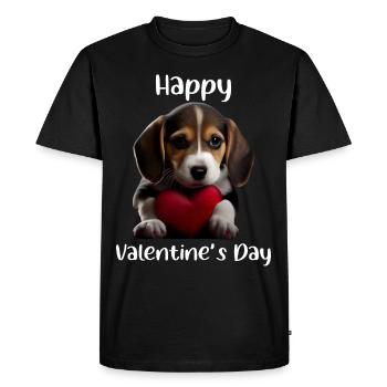Happy Valentine's Day Beagle - Men's Premium Organic T-Shirt - black - Front - Nico (187cm)