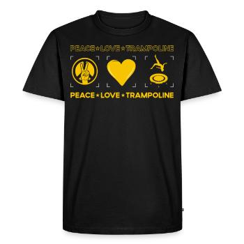 Peace Love Trampoline - Men's Premium Organic T-Shirt - black - Front - Nico (187cm)