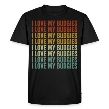 I love my budgerigars Parakeet Budgerigars - Men's Premium Organic T-Shirt - black - Front - Nico (187cm)