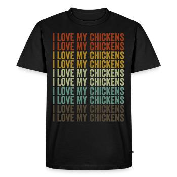 J’aime mes poulets Drôles de poulets Amour de poulet - T-shirt Premium bio Homme - noir - Devant - Nico (187cm)