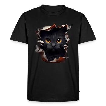 Chat mignon Chaton Craqué Chat Amants Chats Chats - T-shirt Premium bio Homme - noir - Devant - Nico (187cm)