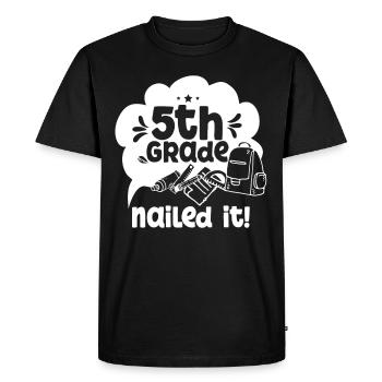 5 classes terminées École cinquième année Cinquième année - T-shirt Premium bio Homme - noir - Devant - Nico (187cm)