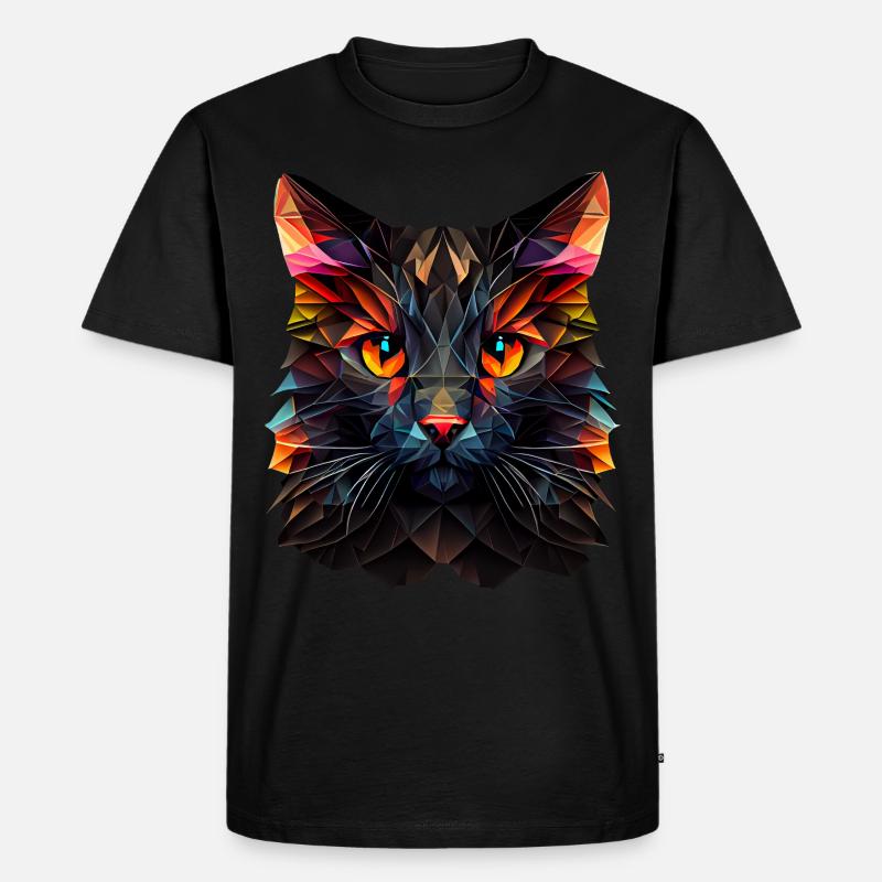 Katze Katzen Kätzchen Polygon Katze - Männer Premium Bio T-Shirt - Schwarz