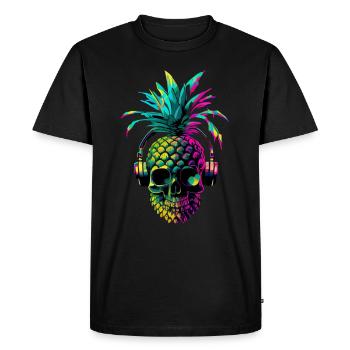 EDM Music Rave Festival Ananas Techno - T-shirt Premium bio Homme - noir - Devant - Nico (187cm)